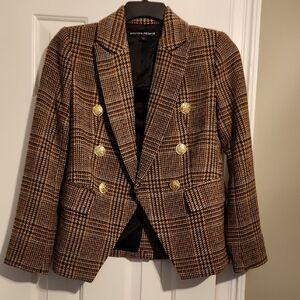Boston Proper Brown Plaid Women's Blazer Fully Lined